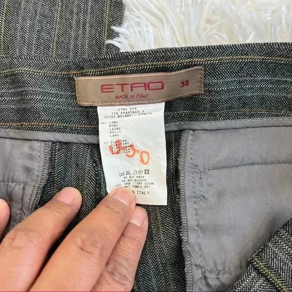 Etro Womens Wool Striped High Rise Wide Leg Pants Trousers Gray Size 38 - Picture 5 of 12